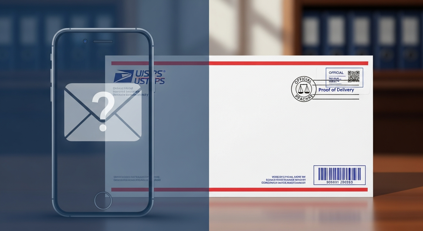 Comparison of email versus USPS mail for legal notice delivery