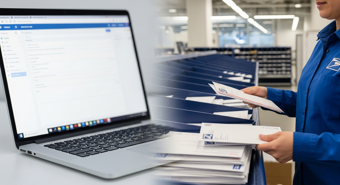 Digital letter editor transitioning to USPS mail handling and physical letter delivery