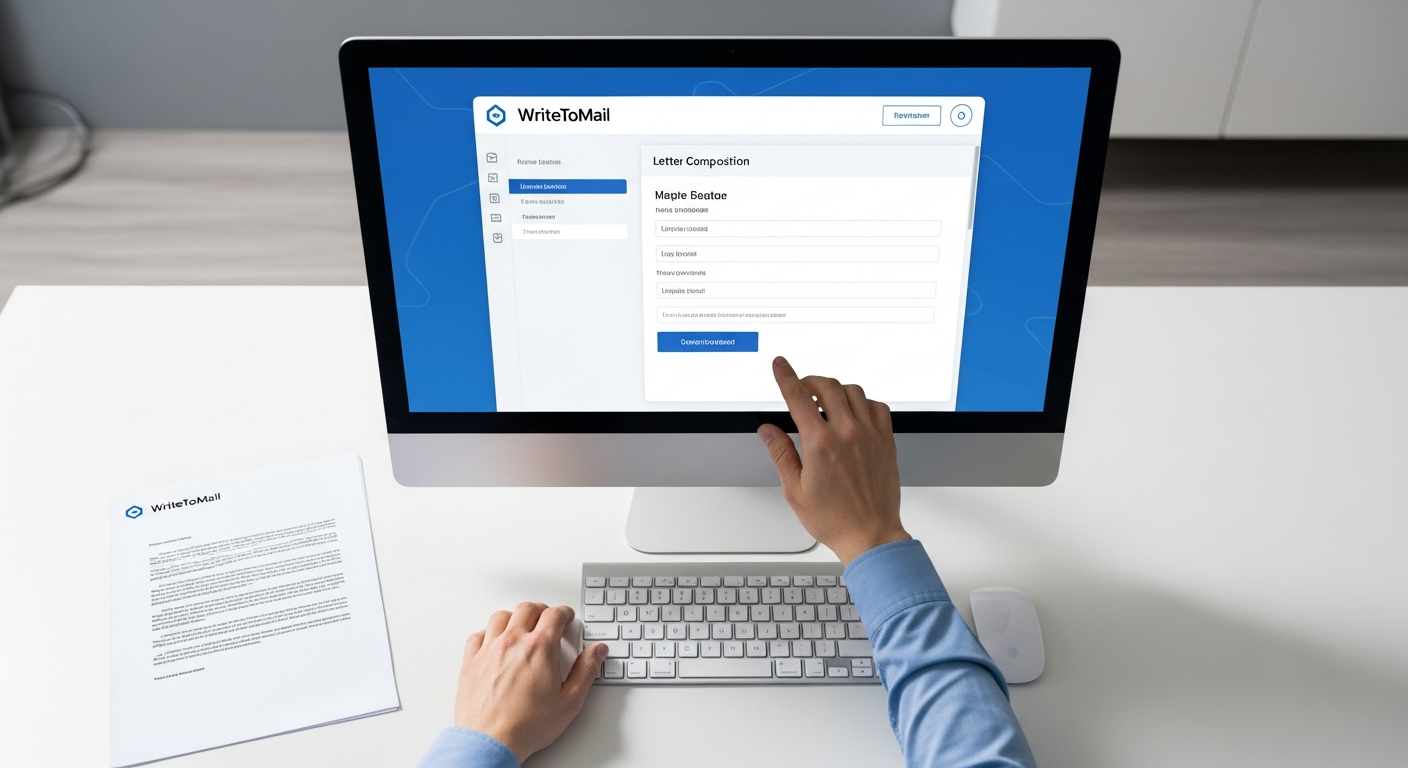 Property manager using WriteToMail platform to draft and send a notice to vacate letter online