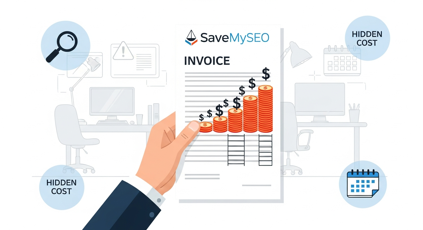 Illustration of escalating hidden costs in SEO agency pricing structure